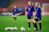 United States' Julie Ertz, right, and United States' Samantha Mewis warm up prior to the international friendly women's soccer match between The Netherlands and the US at the Rat Verlegh stadium in Breda, southern Netherlands, Friday Nov. 27, 2020. (Piroschka van de Wouw/Pool via AP)