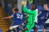 Chelsea's goalkeeper Edouard Mendy screams as he saves during the English Premier League soccer match between Chelsea and Aston Villa in London, England, Monday, Dec. 28, 2020. (Catherine Ivill/Pool via AP)