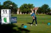 Dustin Johnson tees off at the 11th hole during the first round of the Charles Schwab Challenge golf tournament at the Colonial Country Club in Fort Worth, Texas, Thursday, June 11, 2020. (AP Photo/David J. Phillip)