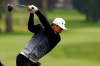 Li Haotong of China, hits his tee shot on the second hole during the third round of the PGA Championship golf tournament at TPC Harding Park Saturday, Aug. 8, 2020, in San Francisco. (AP Photo/Charlie Riedel)