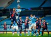 PSG's Neymar, left, challenges Manchester City's Fernandinho during the Champions League semifinal second leg soccer match between Manchester City and Paris Saint Germain at the Etihad stadium, in Manchester, Tuesday, May 4, 2021. (AP Photo/Dave Thompson)