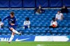 Chelsea's Mason Mount shoots to score his sides first goal during the English Premier League soccer match between Chelsea and Wolverhampton Wanderers at Stamford Bridge, in London, Sunday July 26, 2020. (Daniel Leal-Olivas/Pool via AP)