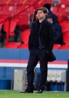 PSG's head coach Mauricio Pochettino during the Champions League semifinal first leg soccer match between Paris Saint Germain and Manchester City at the Parc des Princes stadium, in Paris, France , Wednesday, April 28, 2021. (AP Photo/Thibault Camus)