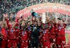 Players of Liverpool celebrate after winning the Club World Cup final soccer match between Liverpool and Flamengo at Khalifa International Stadium in Doha, Qatar, Saturday, Dec. 21, 2019. (AP Photo/Hassan Ammar)