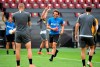 Inter Milan's head coach Antonio Conte runsduring a training session in Cologne, Germany, Thursday, Aug. 20, 2020. Milan will play Seville in the Europa League final on Friday. (AP Photo/Ina Fassbender, Pool)