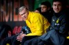 Dortmund's Erling Haaland sits on the bench during a German Bundesliga soccer match between FC Augsburg and Borussia Dortmund in Augsburg, Germany, Saturday, Jan.18, 2020. ( Tom Weller/dpa via AP)