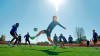 In this photo provided by Atletico Madrid, team players take part in the first group training session in Madrid, Spain, Monday May 18, 2020. All Spanish league clubs can begin group training sessions this week despite stricter lockdown restrictions remaining in place in parts of Spain because of the coronavirus pandemic. (Atletico de Madrid via AP)