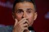 Spanish coach Luis Enrique pauses during his official presentation as Spain's new head soccer coach, in Las Rozas on the outskirts Madrid, Spain, Wednesday, Nov. 27, 2019. (AP Photo/Paul White)