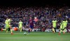 Barcelona's Antoine Griezmann, centre, controls the ball during a Spanish La Liga soccer match between Barcelona and Getafe at the Camp Nou stadium in Barcelona, Spain, Saturday Feb. 15, 2020. (AP Photo/G.Garin)