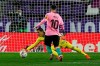 Valladolid's goalkeeper Jordi Masip saves from Barcelona's Lionel Messi during a Spanish La Liga soccer match between Valladolid and Barcelona at the Jose Zorrilla stadium in Valladolid, Spain,Tuesday Dec. 22, 2020. (Cesar Manso/Pool via AP)