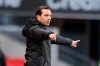 Rennes' head coach Julien Stephan signals during a French League One Soccer match between Rennes and Lille at the Roazhon Park stadium in Rennes, France, Sunday Jan. 24, 2021. (AP Photo/David Vincent)