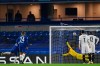 Chelsea's Timo Werner, left scores his side's second goal from a penalty kick during a Group E Champions League soccer match between Chelsea and Rennes at Stamford Bridge stadium in London, England, Wednesday Nov. 4, 2020. (Dylan Martinez/Pool via AP)