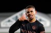 Manchester City's Gabriel Jesus celebrates after scoring his side's second goal during an English Premier League soccer match between Fulham and Manchester City at the Craven Cottage stadium in London, England, Saturday March 13, 2021. (Catherine Ivill/Pool via AP)