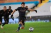 Manchester City's Sergio Aguero scores his side's third goal from a penalty kick during an English Premier League soccer match between Fulham and Manchester City at the Craven Cottage stadium in London, England, Saturday March 13, 2021. (Adam Davy/Pool via AP)