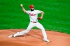 Philadelphia Phillies' Jake Arrieta pitches during the first inning of a baseball game against the New York Mets, Tuesday, Sept. 15, 2020, in Philadelphia. (AP Photo/Matt Slocum)