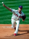 Philadelphia Phillies starting pitcher Zack Wheeler throws during the first inning of a baseball game against the Atlanta Braves, Saturday, April 3, 2021, in Philadelphia. (AP Photo/Laurence Kesterson)