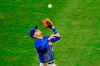 New York Mets third baseman Andres Gimenez catches a fly out by Philadelphia Phillies' Jay Bruce during the second inning of a baseball game, Friday, Aug. 14, 2020, in Philadelphia. (AP Photo/Matt Slocum)
