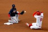 Philadelphia Phillies' Didi Gregorius, right, steals second past Atlanta Braves second baseman Adeiny Hechavarriaduring the fourth inning of a baseball game, Saturday, Aug. 8, 2020, in Philadelphia. (AP Photo/Matt Slocum)