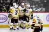 CP
Pittsburgh Penguins celebrate a goal against the Winnipeg Jets during the third period of NHL action in Winnipeg on Monday. THE CANADIAN PRESS/Fred Greenslade