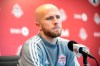 In this Nov. 13, 2019, file photo, Toronto FC MLS soccer player Michael Bradley speaks to the media during an end of season availability in Toronto. Toronto FC captain Michael Bradley pulled no punches Thursday, lamenting the 