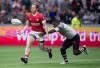 Canada's Harry Jones, left, passes the ball as Fiji's Asaeli Tuivuaka attempts to tackle him during the Canada Sevens rugby tournament in Vancouver, on Saturday, March 7, 2020. It was just over two weeks ago that Jones was playing in front of a Canadian rugby-record of 39,533 on Day 1 of the HSBC Canada Sevens in Vancouver. THE CANADIAN PRESS/Darryl Dyck