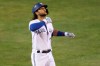 Toronto Blue Jays' Bo Bichette celebrates his three-run homer against Tampa Bay Rays pitcher Aaron loup during the sixth inning of a baseball game, Friday, Aug. 14, 2020, in Buffalo, N.Y. Bichette returned to the lineup Saturday against the New York Mets after missing 27 games with a knee injury. THE CANADIAN PRESS/AP/Jeffrey T. Barnes