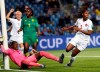 Canada's Kadeisha Buchanan, right, reacts after scoring Canada's first goal during the Women's World Cup Group E soccer match between Canada and Cameroon in Montpellier, France, Monday, June 10, 2019. The Women's Champions League path has been set for Canadians Buchanan and Ashley Lawrence. The European club championship has been on hold due to the global pandemic, with the last action in late October with the completion of the round of 16. THE CANADIAN PRESS/AP/Claude Paris