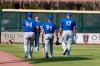 Members of the Toronto Blue Jays leave the field after a spring training baseball game against the Pittsburgh Pirates, Thursday, March 12, 2020, in Bradenton, Fla. THE CANADIAN PRESS/AP/Carlos Osorio