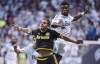 Vancouver Whitecaps' Sam Adekugbe, right, fiights for control of the ball with Columbus Crew's Ben Speas during the first half of MLS soccer action in Vancouver, B.C. Wednesday, April, 8, 2015. Striker Cyle Larin was the odd man out Thursday as the field of five in the Canadian men's national team FIFA 20 tournament was thinned to four. Adekugbe of Norway's Valerenga Fotball will take on Alphonso Davies of Bayern Munich in one semifinal Friday while Liverpool's Liam Millar faces Toronto FC's Jonathan Osorio in the other. THE CANADIAN PRESS/Jonathan Hayward