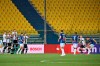 Atalanta's Ruslan Malinovskyi, right, scores his side's first goal during a Seria A soccer match between Parma and Atalanta, at the Ennio Tardini stadium, in Parma, Italy, Tuesday, July 28, 2020 . (Massimo Paolone/LaPresse via AP)