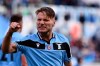 Lazio's Ciro Immobile celebrates after scoring his side's opening goal during the Serie A soccer match between Lazio and Spal, at the Rome Olympic Stadium Sunday, Feb. 2, 2020. (Alfredo Falcone/Lapresse via AP)