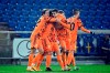 Juventus' Alvaro Morata, second right, celebrates with teammates after scoring a goal during the Italian Serie A soccer match between Parma and Juventus at the Ennio Tardini stadium in Parma, Italy, Saturday, Dec. 19, 2020. (Massimo Paolone/LaPresse via AP)