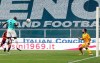 Inter Milan's Romelu Lukaku, left, scores a goal during the Italian Serie A soccer match between Genoa and Inter, at the Luigi Ferraris stadium in Genoa, Italy, Saturday, July 25, 2020. (Tano Pecoraro/LaPresse via AP)