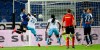 Atalanta's Jose Luis Palomino, left, scores a goal during a Serie A soccer match between Atalanta and Lazio, at the Gewiss Stadium in Bergamo, Italy, Wednesday, June 24, 2020. (Giuseppe Zanardelli/LaPresse via AP)
