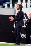 Juventus' head coach Andrea Pirlo gestures during an Italian Serie A soccer match between Juventus and Sampdoria at the Allianz stadium in Turin, Italy, Sunday, Sept. 20, 2020. (Marco Alpozzi/LaPresse via AP)