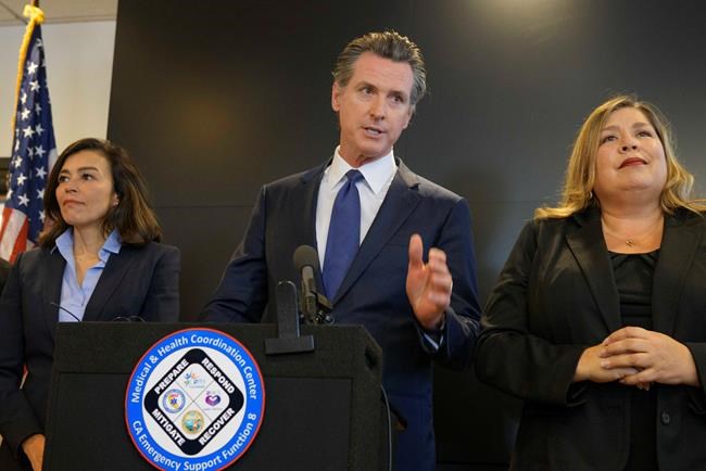 California Governor Gavin Newsom speaks to members of the press at a news conference in Sacramento, Calif., Thursday, Feb. 27, 2020. Newsom spoke about the state's response to novel coronavirus, also known as COVID-19. Yesterday, the Centers for Disease Control and Prevention confirmed a possible first case of person-to-person transmission of COVID-19 in California in the general public.(AP Photo/Randall Benton)