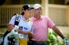 Stewart Cink and his caddie and son Regan Cink plan his shot on the eighth tee during the third round of the RBC Heritage golf tournament in Hilton Head Island, S.C., Saturday, April 17, 2021. Cink maintained his five-stroke lead and set another scoring mark at the RBC Heritage with a 2-under 69, moving closer to a third victory at Harbour Town Golf Links. (AP Photo/Stephen B. Morton)