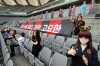 In this May 17, 2020, photo, cheering mannequins are installed at the empty spectators' seats before the start of a soccer match between FC Seoul and Gwangju FC at the Seoul World Cup Stadium in Seoul, South Korea. A South Korean professional soccer club has apologized after being accused of putting sex dolls in empty stands during a match Sunday in Seoul. In a statement, FC Seoul expressed 