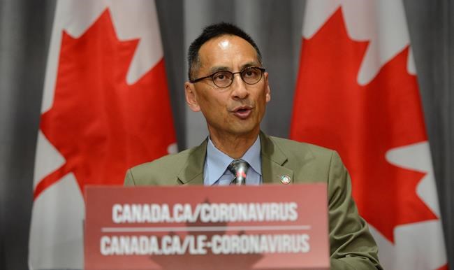 Dr. Howard Njoo, Deputy Chief Public Health Officer, holds a press conference on Parliament Hill in Ottawa on Friday, July 17, 2020. THE CANADIAN PRESS/Sean Kilpatrick