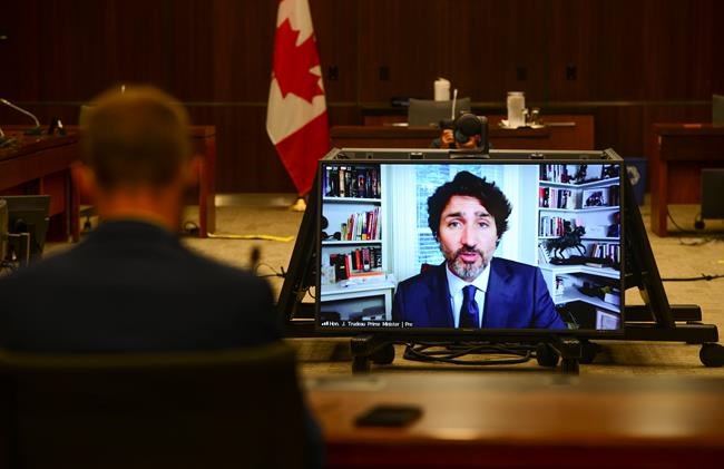 Prime Minister Justin Trudeau appears as a witness via videoconference during a House of Commons finance committee in the Wellington Building on Thursday, July 30, 2020. The committee is looking into Government Spending, WE Charity and the Canada Student Service Grant. THE CANADIAN PRESS/Sean Kilpatrick