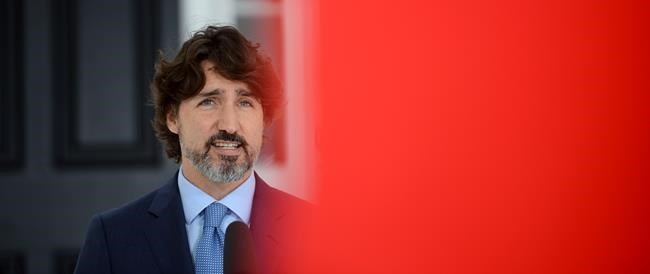 Prime Minister Justin Trudeau holds a press conference at Rideau Cottage amid the COVID-19 pandemic in Ottawa on Friday, June 12, 2020. THE CANADIAN PRESS/Sean Kilpatrick