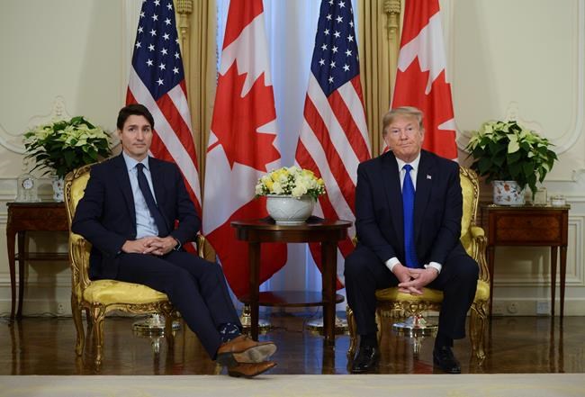 Prime Minister Justin Trudeau meets U.S. President Donald Trump at Winfield House in London on Tuesday, Dec. 3, 2019. THE CANADIAN PRESS/Sean Kilpatrick