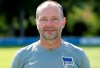 FILE - In this Monday, Aug. 17, 2020 file photo Hertha's Zsolt Petry poses for a photo during the 2020/21 team presentation of the German first division, Bundesliga, soccer team of Hertha BSC Berlin in Berlin, Germany. Hertha Berlin has fired goalkeeping coach Zsolt Petry for making homophobic and xenophobic comments in an interview with Hungarian newspaper Magyar Nemzet. (AP Photo/Michael Sohn, file)