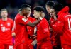Bayern's scorer Philippe Coutinho, center, and his teammate David Alaba, front left, celebrate their side's sixth goal during the German Bundesliga soccer match between FC Bayern Munich and SV Werder Bremen in Munich, Germany, Saturday, Dec. 14, 2019. (AP Photo/Matthias Schrader)