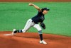 Tampa Bay Rays starter Tyler Glasnow pitches against the Texas Rangers during the first inning of a baseball game Monday, April 12, 2021, in St. Petersburg, Fla. (AP Photo/Steve Nesius)