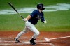 Tampa Bay Rays' Austin Meadows connects for a two-run double off Boston Red Sox pitcher Matt Hall during the fourth inning of a baseball game Friday, Sept. 11, 2020, in St. Petersburg, Fla. (AP Photo/Chris O'Meara)