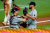 Boston Red Sox catcher Christian Vazquez, left, and pitcher Matt Barnes celebrate after clsoing out the Tampa Bay Rays during the ninth inning of a baseball game Thursday, Sept. 10, 2020, in St. Petersburg, Fla. (AP Photo/Chris O'Meara)