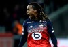 Lille's Renato Sanches reacts after scoring a penalty during the French League One soccer match between Lille and Montpellier at the Lille Metropole stadium, in Villeneuve d'Ascq, northern France, Friday, Dec. 13, 2019. (AP Photo/Michel Spingler)