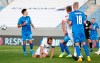 England's Harry Kane, center, after missing a chance during the UEFA Nations League soccer match between Iceland and England in Reykjavik, Iceland, Saturday, Sept. 5, 2020. (AP Photo/Brynjar Gunnarson)