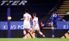 Leicester's James Maddison, right, scores the opening goal during the English Premier League soccer match between Leicester City and Southampton at the King Power Stadium in Leicester, England, Saturday, Jan. 16, 2021. (Alex Pantling/Pool via AP)